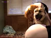 Dog banging a fat granny's zoopussy